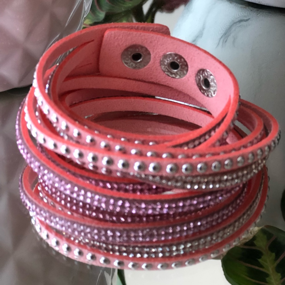 Pink suede wrap bracelet
